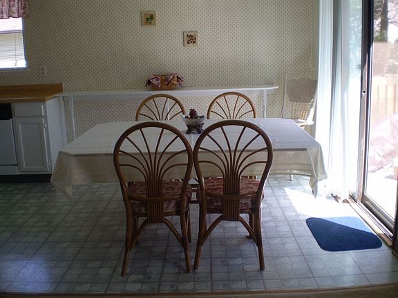 Dining area overlooking back yard.