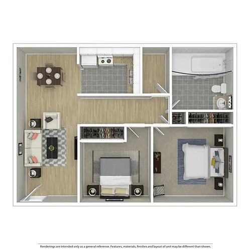 Floor plan Two Bed, One Bath