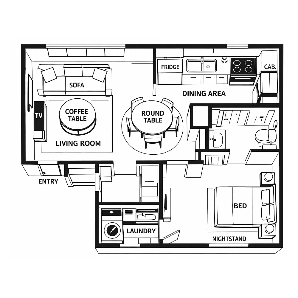Floor plan 1 Bedroom 1 Bathroom
