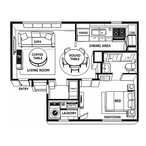 Floor plan 1 Bedroom 1 Bathroom