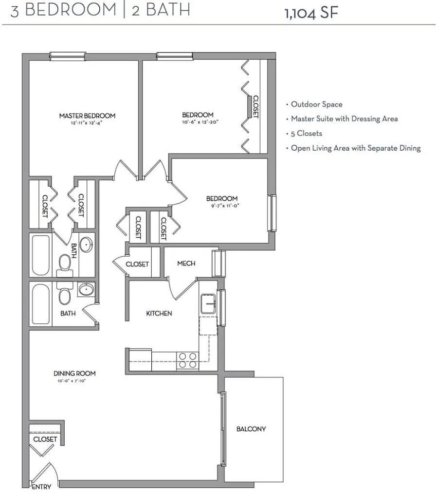 Floor plan 3 Bed 2 Bath