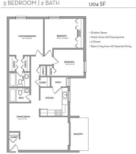 Floor plan 3 Bed 2 Bath