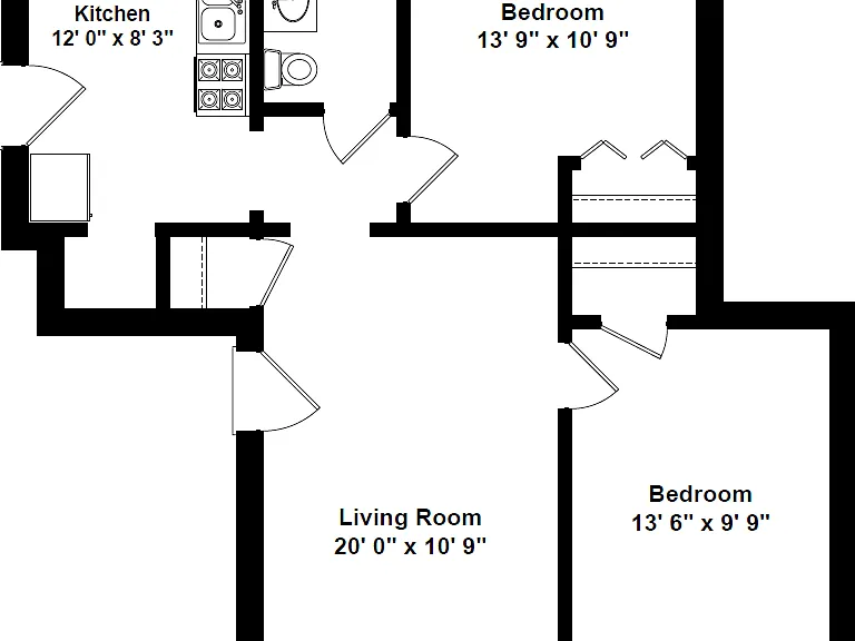Represents the 846 SQFT apartment in the 3422 building