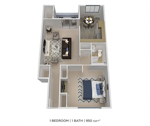 Floor plan One Bedroom - 950 sqft