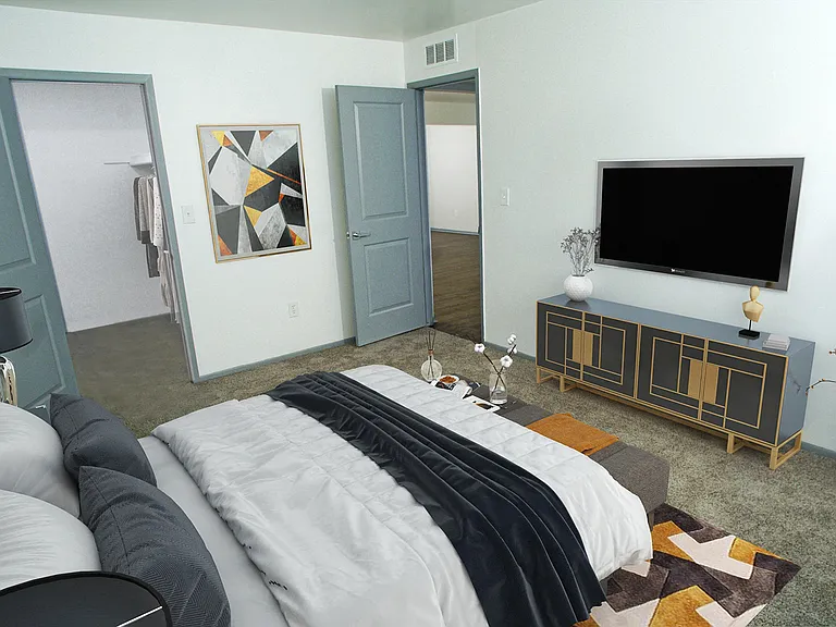 1 or 2-bedroom light-filled Canton apartments -notice the cool grey paneled interior doors.