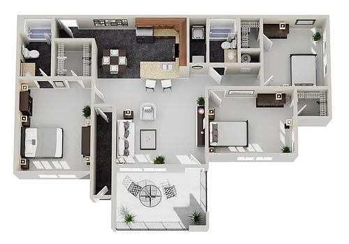 Floor plan 3 Bed 2 Bath (Fireplace Optional)