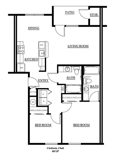 Floor plan 2 Bedroom 2 Bathroom