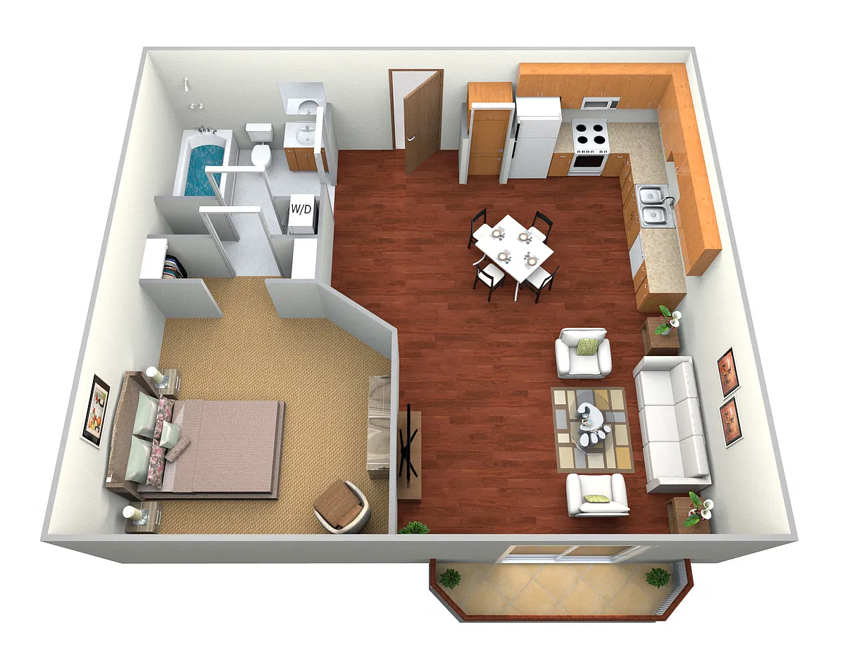 Floor plan 1 Bedroom, 1 Bathroom