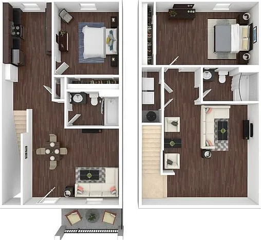 Floor Layout of 2 Bed 2 Bath