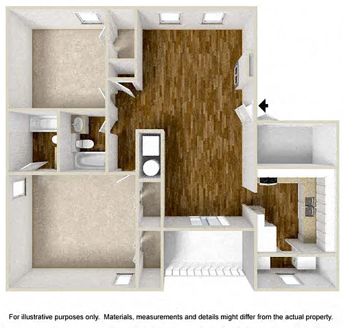 Floor plan Two Bedroom Two Bath