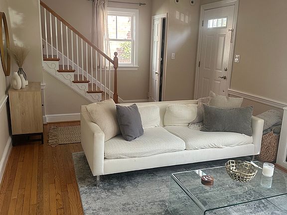 Living room with view of front entrance