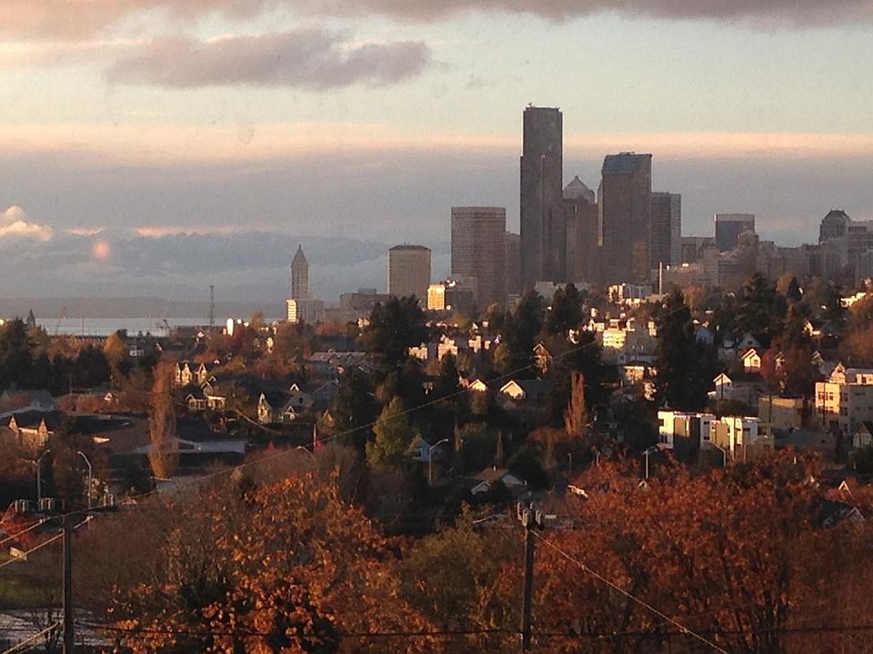 View of downtown Seattle and beautiful sunsets