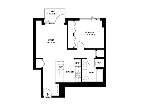 Floor plan 1 Bed/1 Bath - A