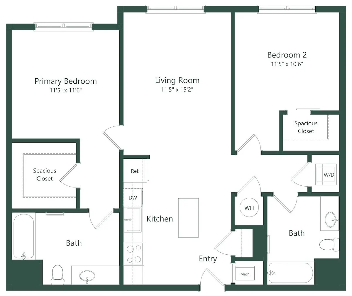 Floor plan 2BR | 2 Bed | 2 Bath