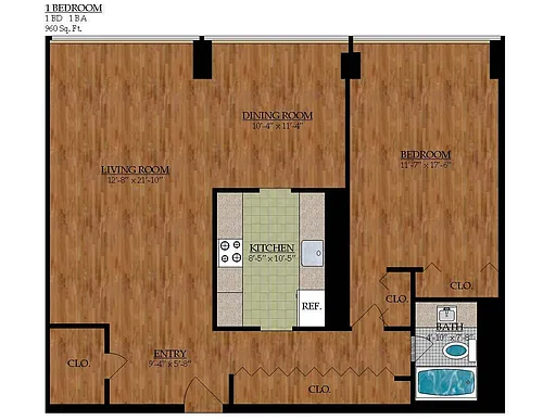 Floor plan One Bedroom One Bath