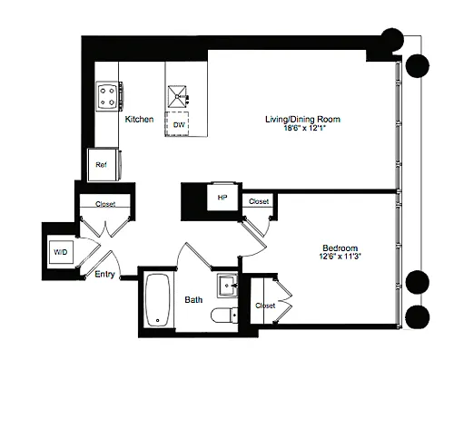 Floor plan One Bedroom G 4