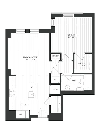 Floor plan 1 Bed/1 Bath-1B-2-The Claude