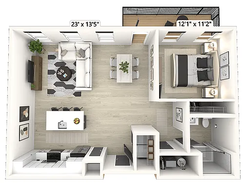 Floor plan A61 - 1 Bedroom 1 Bathroom