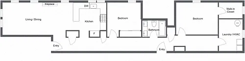 Floor plan Hampshire 2753, 2 Bedroom 1 Bath