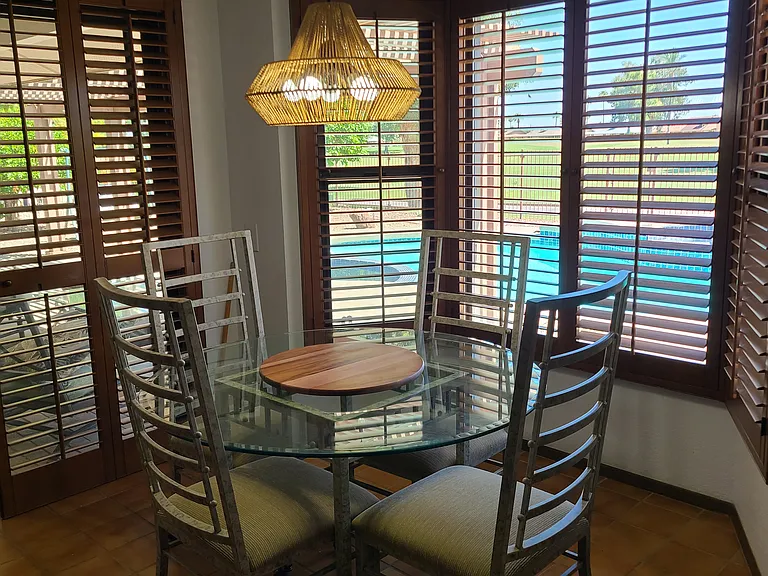 Breakfast table looking to the Pool