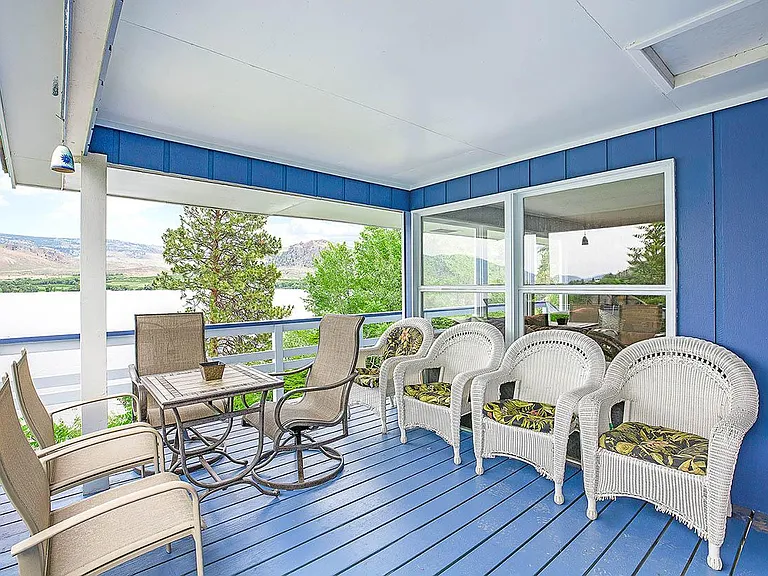 Deck off the living room looking out to the lake