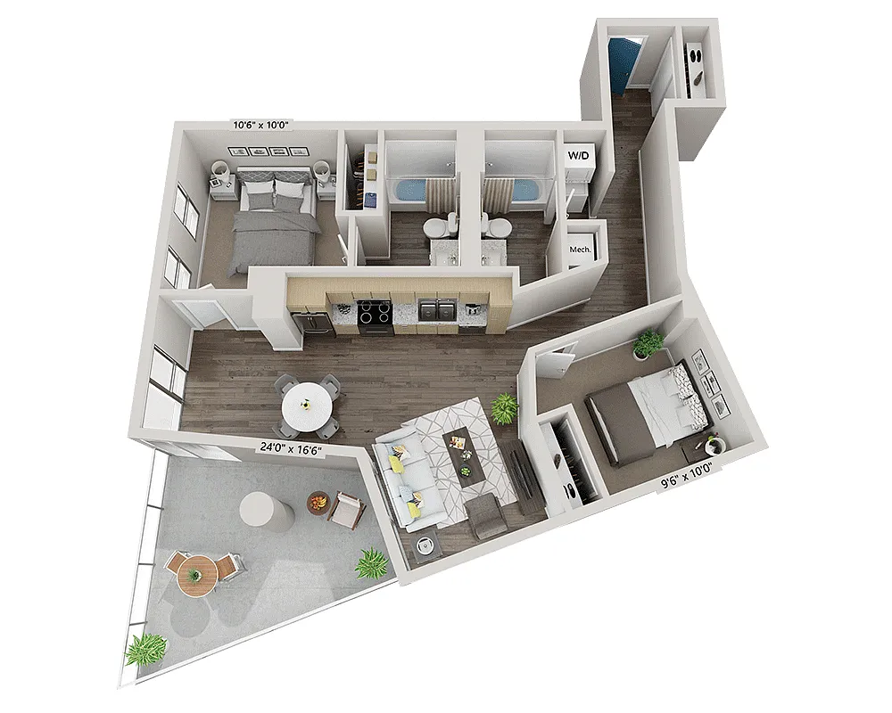 Floor plan Two Bedroom B2E