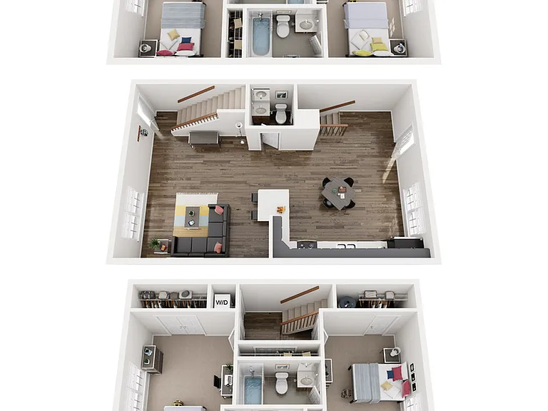 Explore the sleek design of this duplex, offering generous living spaces and modern amenities. Explore the sleek design of this duplex, offering generous living spaces and modern amenities.