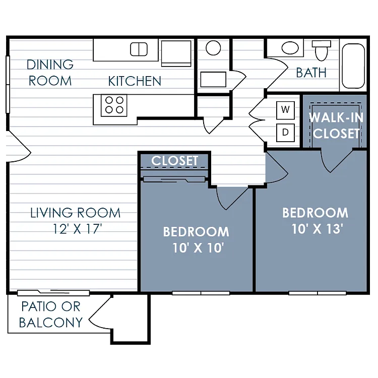 Floor plan 2 Bedroom 1 Bathroom