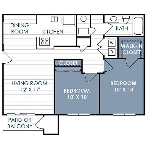 Floor plan 2 Bedroom 1 Bathroom