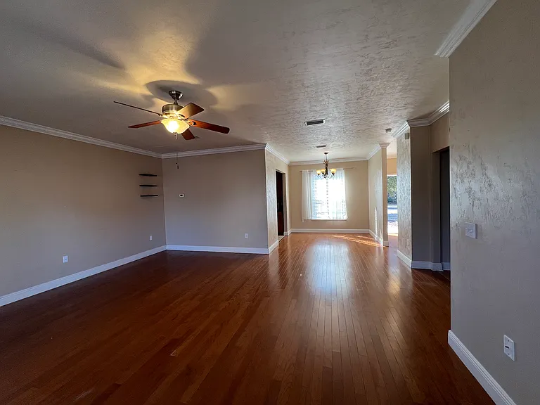 Living room and dining room area