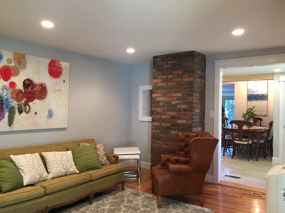 Living Room into open concept kitchen, dining, family room a