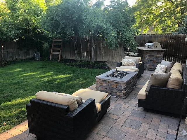 Outdoor fireplace and grill