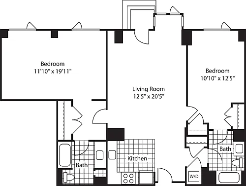 Floor plan 2 Bed (North)- 1231