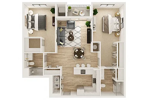 Floor plan Two Bedroom Two Bath 2A