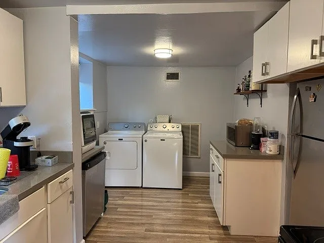 kitchen looking toward washer dryer