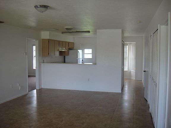 living area into kitchen
