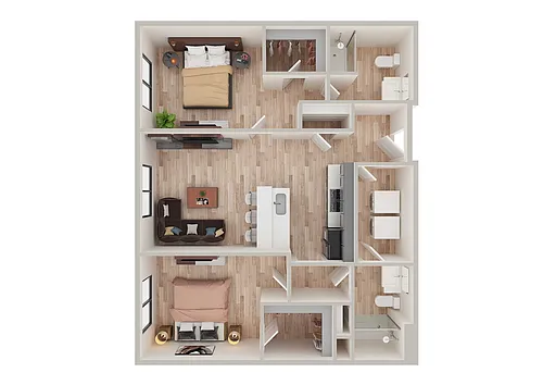 Floor plan B - 2X2 Upgraded