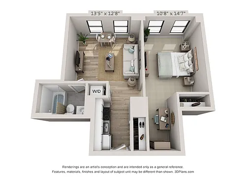 Floor plan 1-Bedroom 1-Bathroom | 592