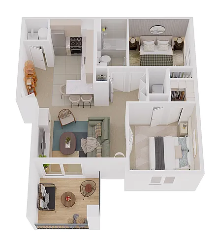 Floor plan 2 Bed 1 Bath