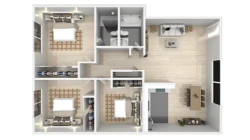 Floor plan Three Bedroom Two Bath