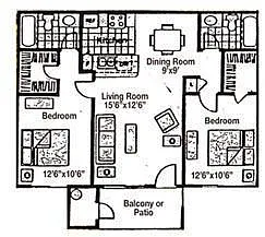Floor plan 2 Bdr/ 2 Bath