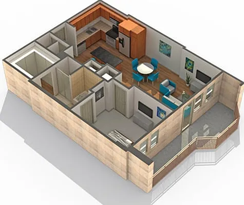1 BR x 1 BA - F Floorplan 1 BR x 1 BA - F Floorplan