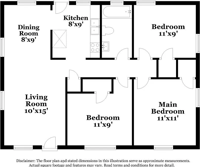 3 bed, 1.0 bath, 884 sqft, $1,280 — Photo 2
