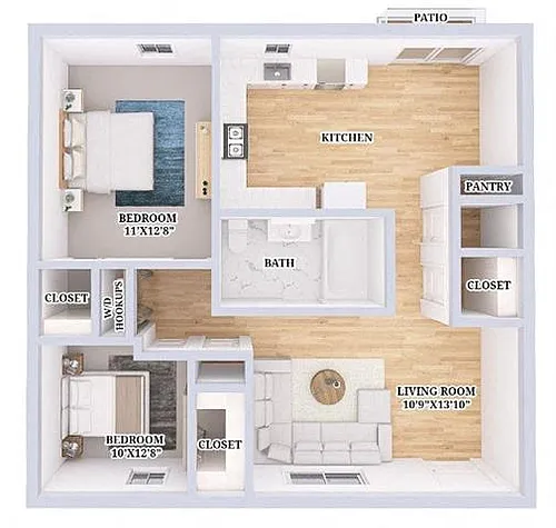 Floor plan Two Bed One Bath