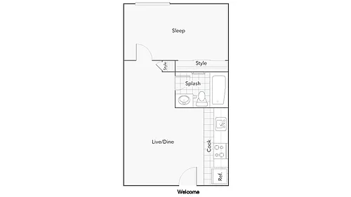 Floor plan 1BR x 1BA - Fifth - Alcoa