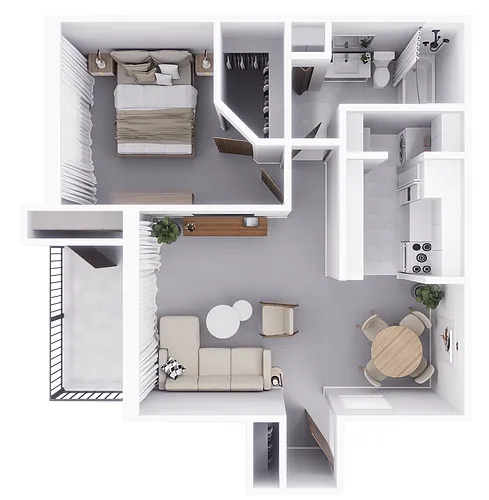 Floor plan 1X1 - 657sqft - A1