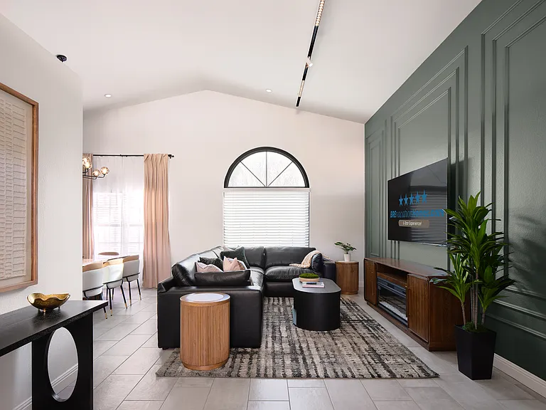 Large Family Room opens to Dining w/pool view