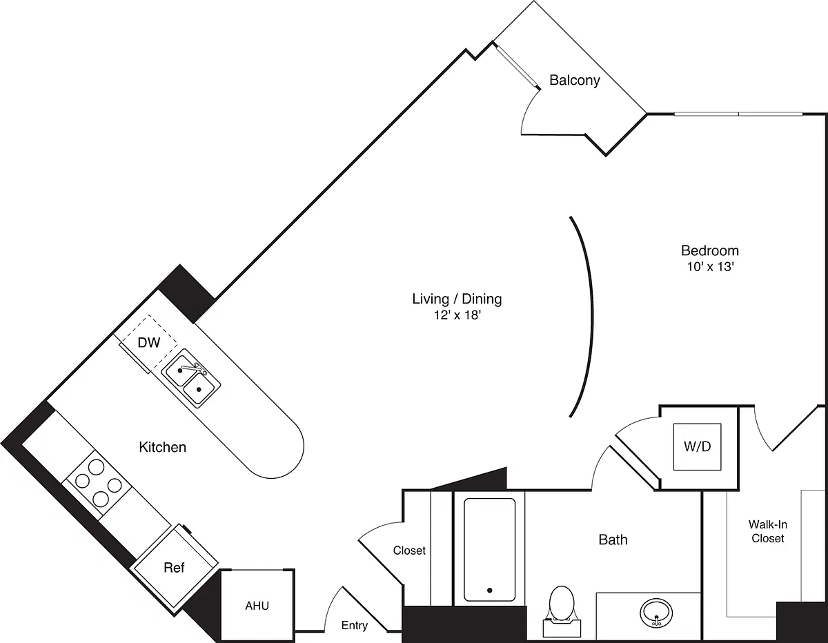 Floor plan 1 Bedroom E