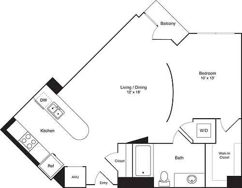Floor plan 1 Bedroom E