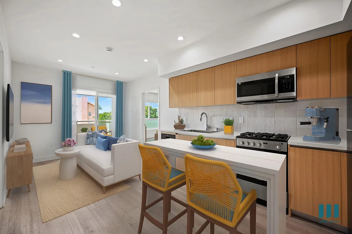 Open-Concept Kitchen, Dining, and Living Room Space with Patio - Admiral Floor Plan - Venice Wave by Wiseman